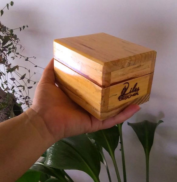 Caixa Agulhas Madeira 2 Peças - Organizador Costura Com Estampa Floral