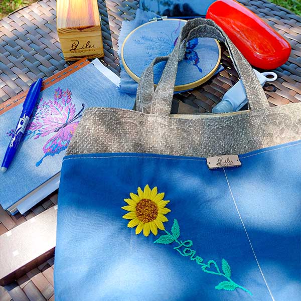 Toten bag love Girasol-Liles-Designer-Acessorio-para-bordado