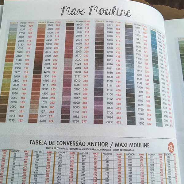 agenda da bordadeira tabela de cores max moulim